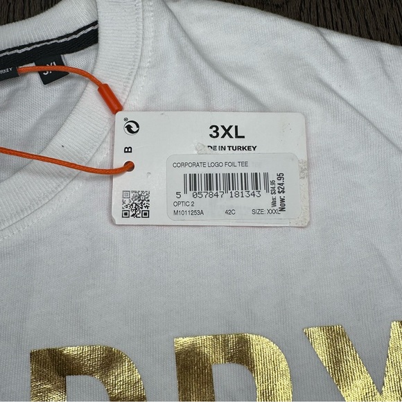 NTW Superdry Men’s White Corporate Logo Gold Foil T-Shirt Size 3XL M1011253A - Picture 8 of 11